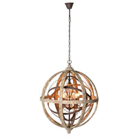 Wooden Globe Chandelier 80cm. Glamorous but warm luxury globe wooden light chandelier - a statement for any room.