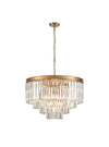 Exceptionally large gold tiered crystal prism chandelier, absolute glamour, all a room needs - sets a luxurious tone for any home.