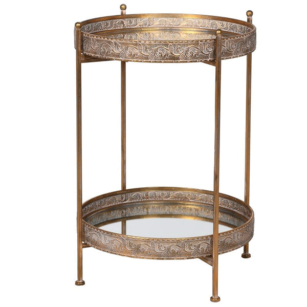 A stunning gold metal occasional table with versatile mirrored trays that look beautiful on any surface. 