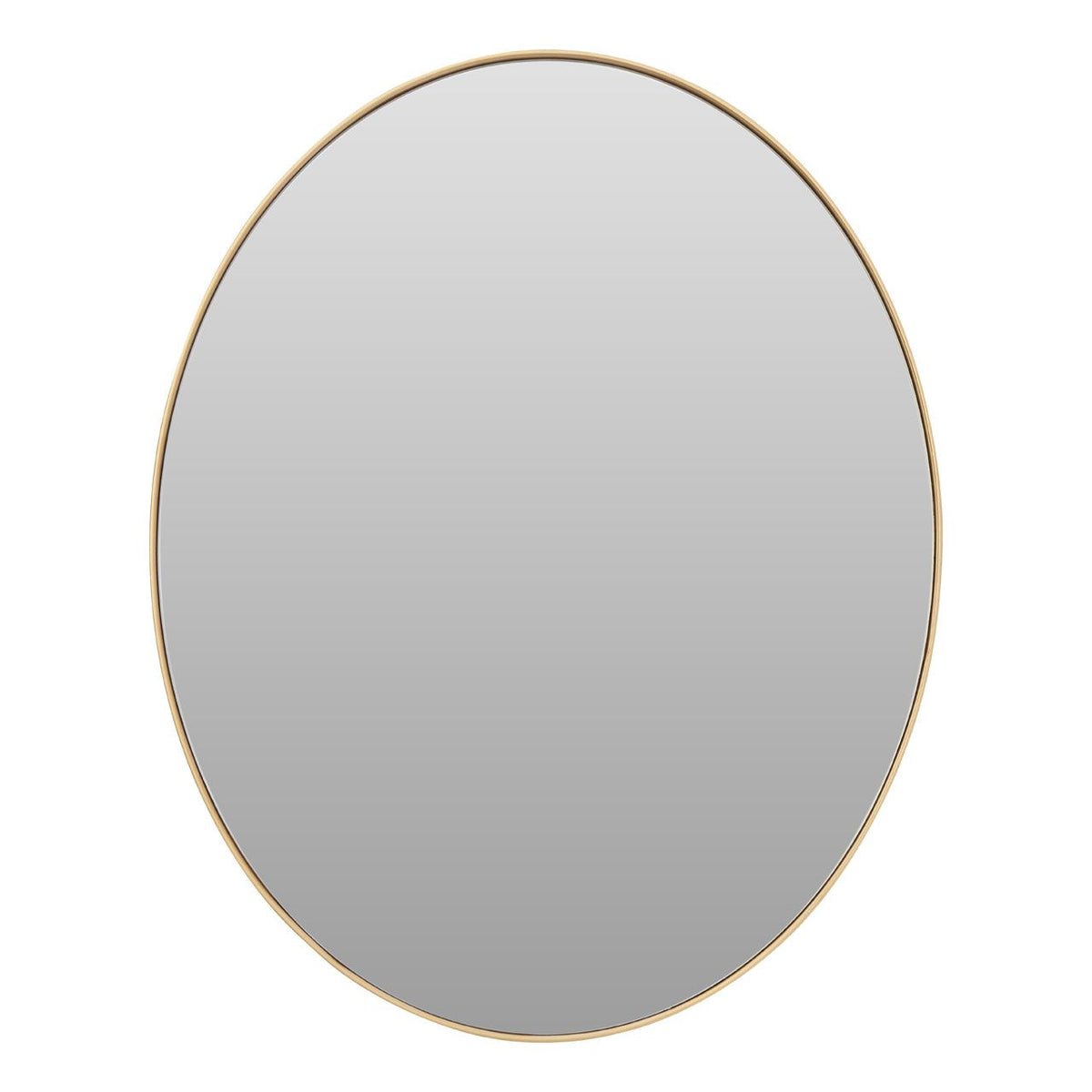 Slim framed gold oval mirror, a sophisticated look in the cloakroom or bathroom.&nbsp; The glass of the mirror is recessed into the gilt frame to show a lot of mirror, perfect to enhance a dark corner.