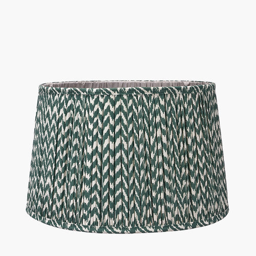 Large, chevron patterned, pleated shade in a dark green and cream colouring.  W: 40 cm