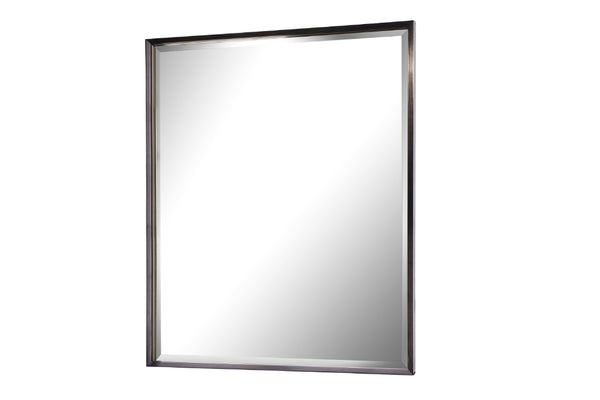 Stunningly simple mirror with gunmetal and gilt metal minimal frame. The glossy metal border sets off the clear glass mirror to add shine and light to your space.