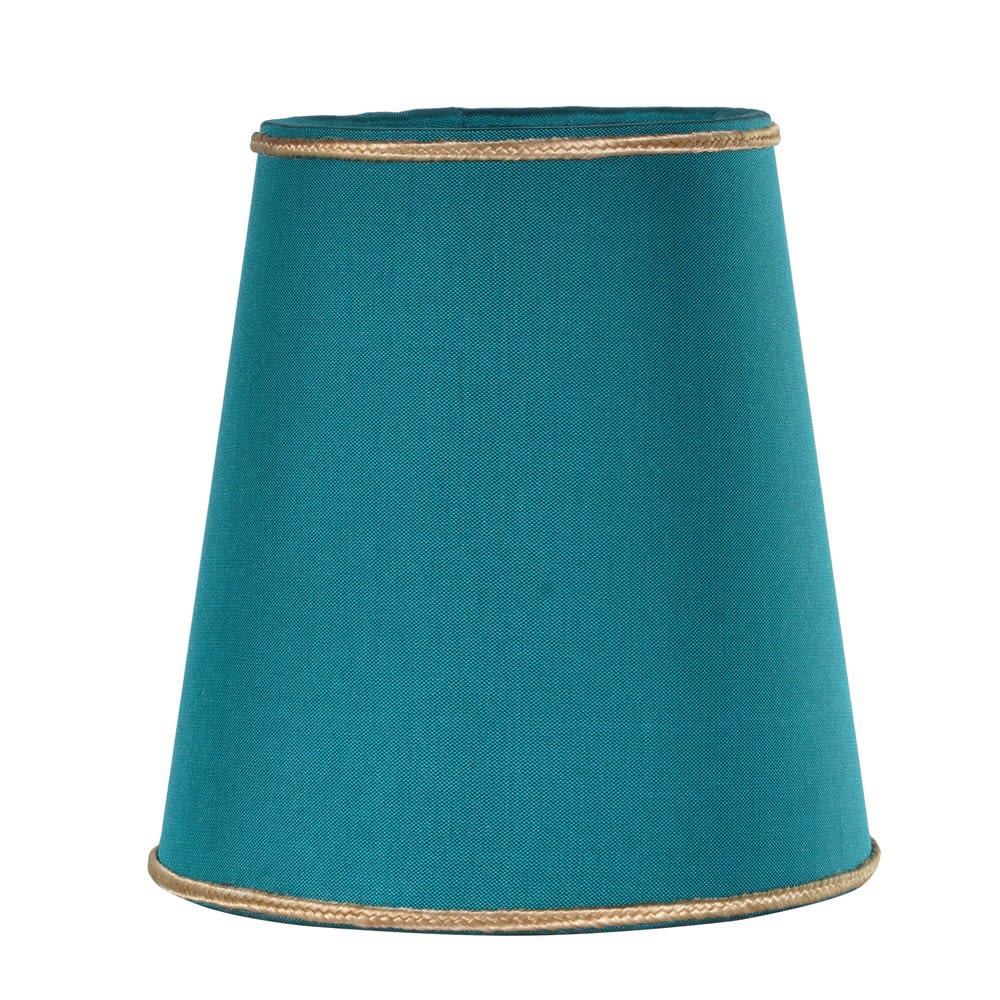 Teal Silk Linen Clip Chandelier Shade With Inner Gold