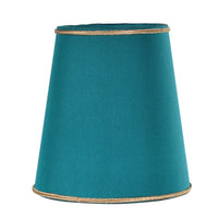 Teal Silk Linen Clip Chandelier Shade With Inner Gold