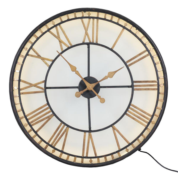 Black & Gold Back Lit Glass' Big Ben' Wall Clock 32'' & 47''