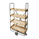 Stunningly simple industrial shelving unit with large metal castors and grey painted metal frame. Perfect in the kitchen, industrial bathroom - really great storage on wheels !!