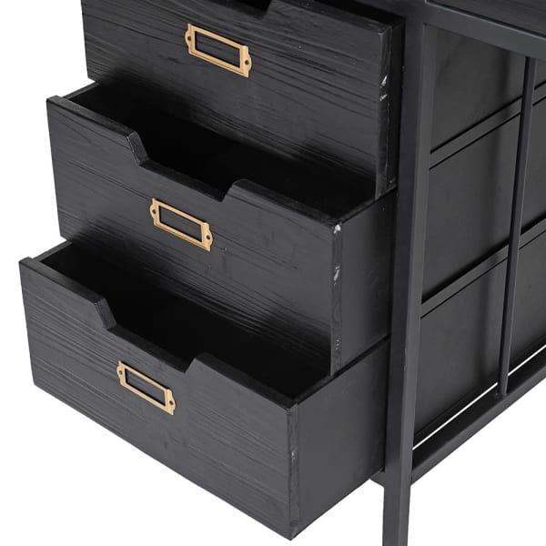 Decorexi |Industrial Black Desk I 6 Drawer I Gilt Handles I Metal   Decorexi A World of Interiors