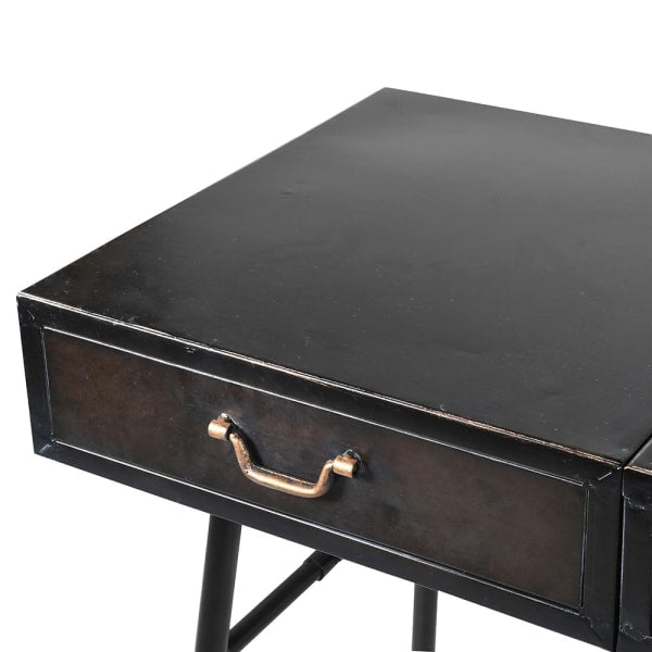 An industrial metal dressing table/desk with an integral mirror and drawers. Can be used in home office or bedroom, great, useful adaptable table.  