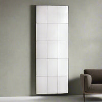 Rectangular antiqued glass window mirror.