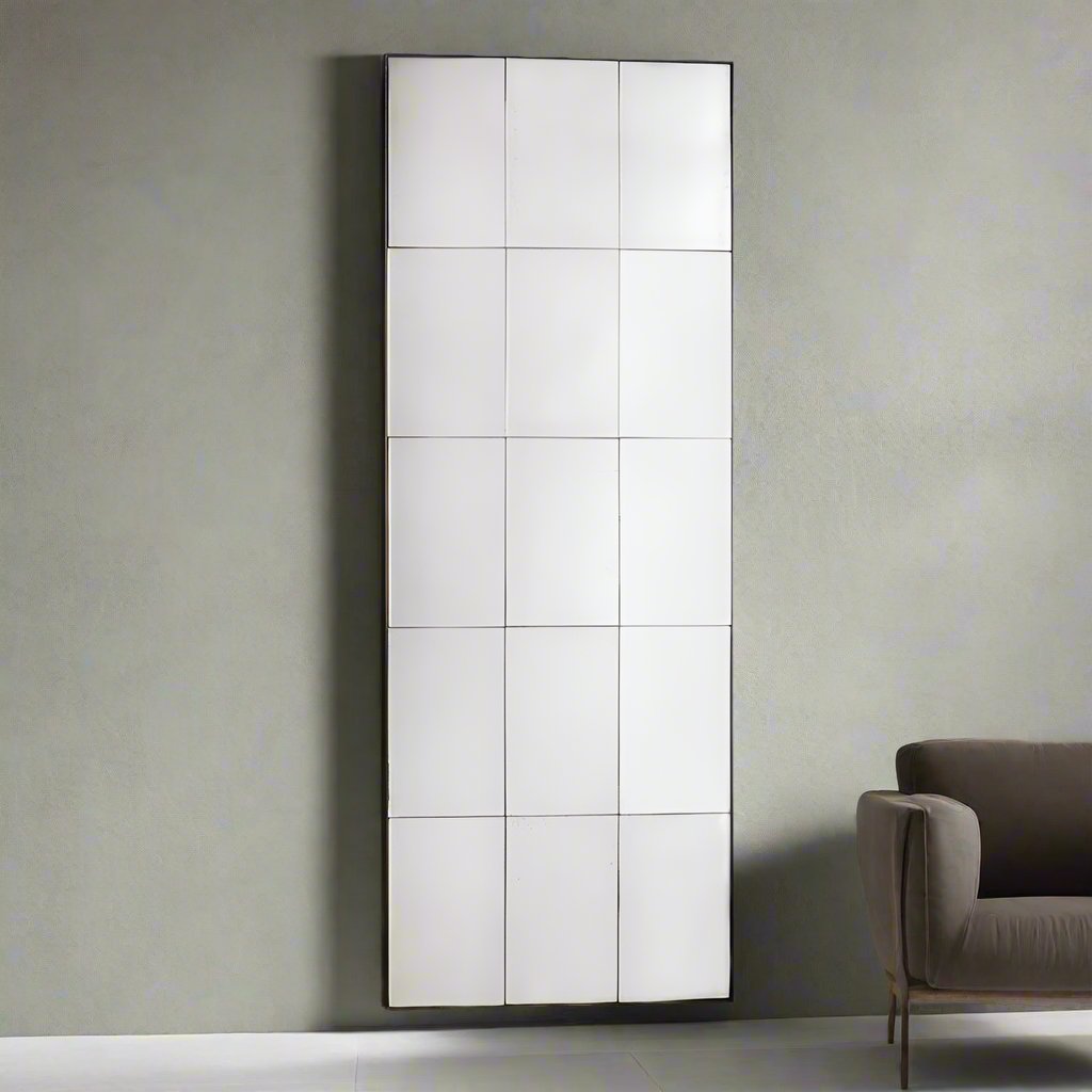 Rectangular antiqued glass window mirror.