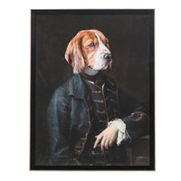 Stunningly framed 'Suited Dog' print. Extra large wall art in a distinguished style, a handsome pooch in a Victorian style&nbsp; jacket and waistcoat, classic and fun, a great combimation.