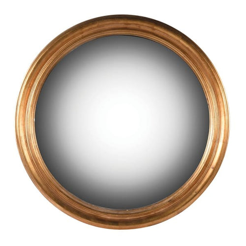 Gold deep framed convex mirror ideal for those looking for an opulent looking antique brass finish inspired by nautical elements.  W: 80 cm