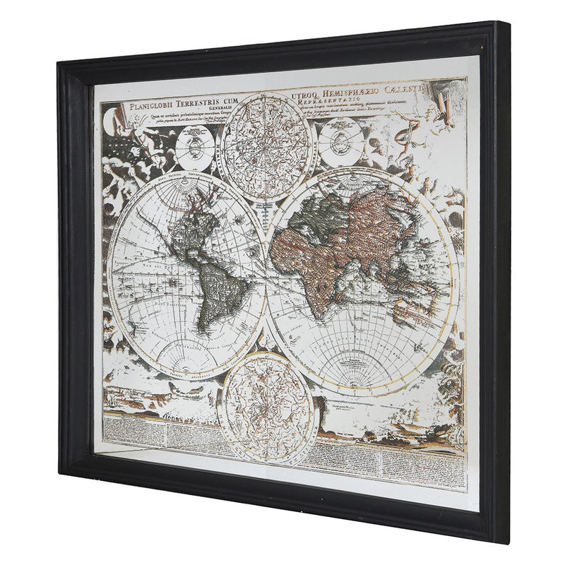 Extra Large Mirrored World Map Print H: 130 cm W: 145 c