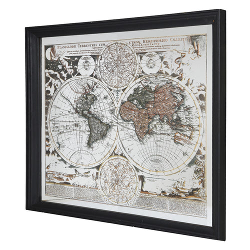 Extra Large Mirrored World Map Print - 130 cm