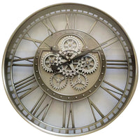 Large Moving Cog Clock Nickel 70 cm