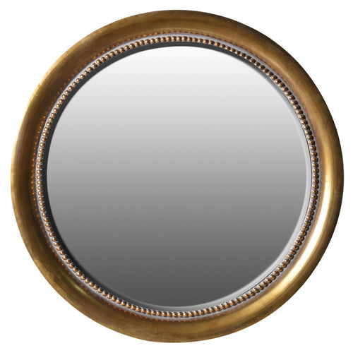 Stunning oversize beaded gold round mirror, exceptional scale .