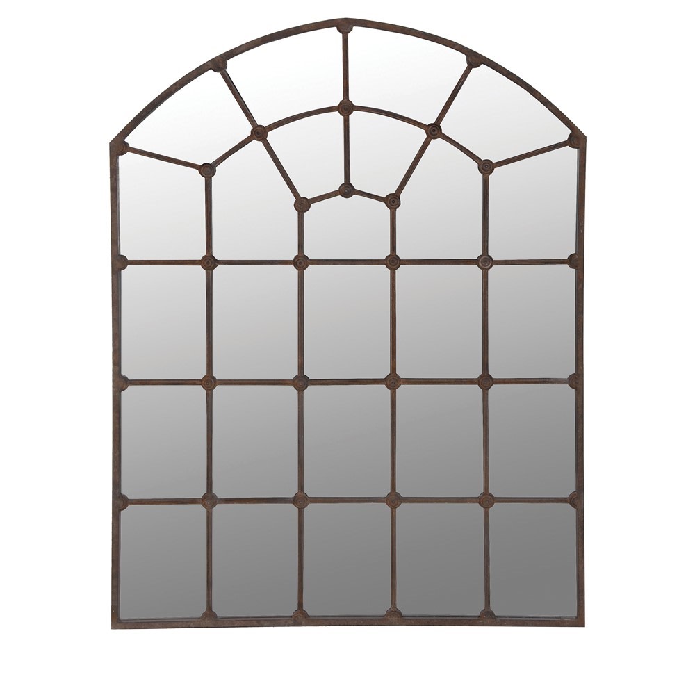 Extra Large Metal Arched Window Mirror - a real statement window mirror in massive size. Will give any wall a really industrial look.