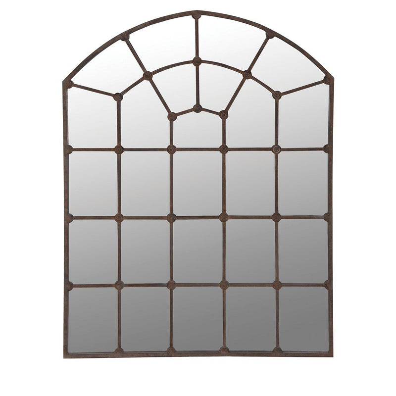 Extra Large Metal Arched Window Mirror - a real statement window mirror in massive size. Will give any wall a really industrial look.