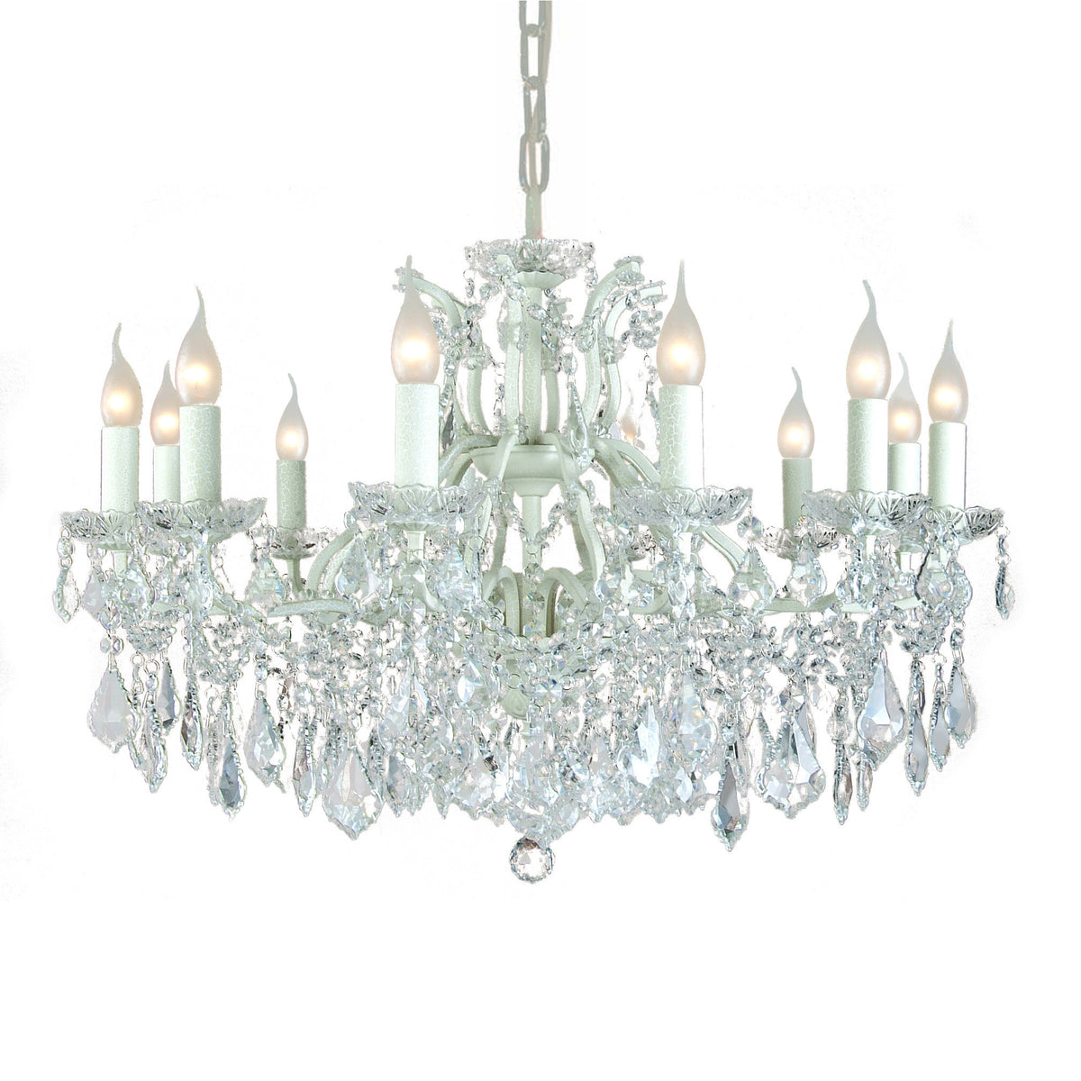 Large crystal 12 branch white chandelier.