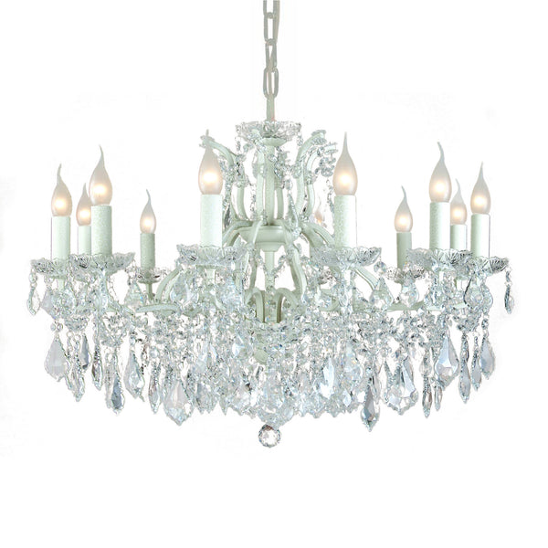 Large crystal 12 branch white chandelier.