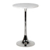 A glamorous and stylish small side table with a faux white marble top.  Thin and tall to be placed beside a sofa, or to place a lamp upon.   H: 63cm W: 43cm