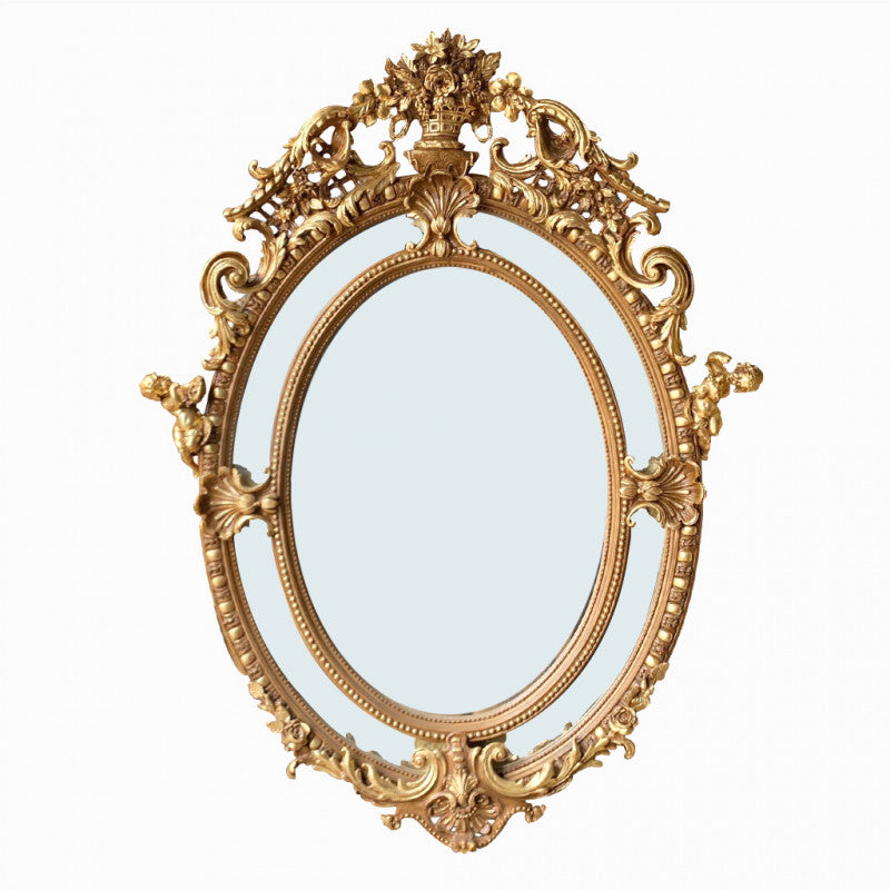 Mega mirror, absolutely huge pier style mirror in gilt, carved and very ornate.&nbsp; A great period looking mirror. Unusual to find an ornate oval mirror in this size, perfect in a period home, the paneled frame adds to the air of&nbsp; grandeur and luxury over an exquisite firplace or on a bedroom wall this is the height of luxury.