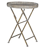 Oval Distressed Metal Tray Table