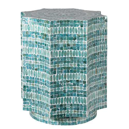 Aquamarine / Turquoise stool with a mosaic design. Perfect Exotic Decorative Seating.