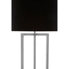 Large nickel plated floor lamp, statement size with large black shade.