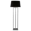 Large nickel plated floor lamp, statement size with large black shade.