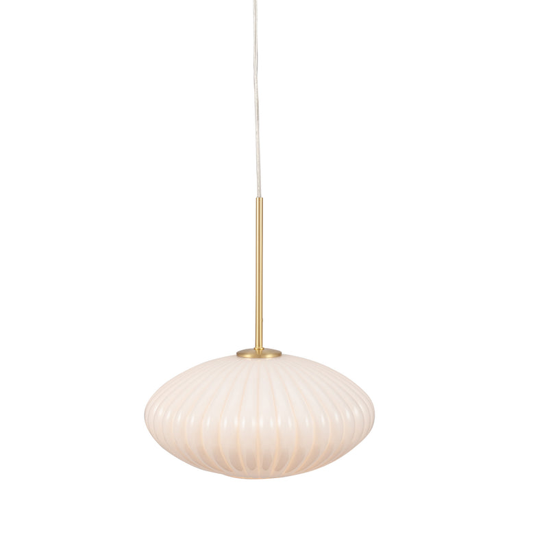 Opaque Glass Ribbed Oval Pendant H: 158 cm (Inc. Flex)