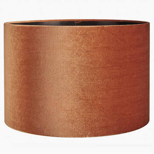 Luxurious orange velvet drum shade lined with a high quality metallic bronze inner.