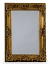 Ornate, burnt gold mirror, great overmantle size, can be placed vertically or horizontally. Classic carved frame to add a touch of opulence to any wall.
