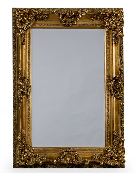Ornate Gilt Bevelled Mirror with Crown 192 cm