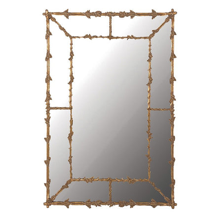 Black Overmantle Mirror Gold Rim 110 cm