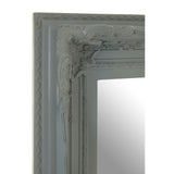 Grey painted mirror with a decorative baroque frame.