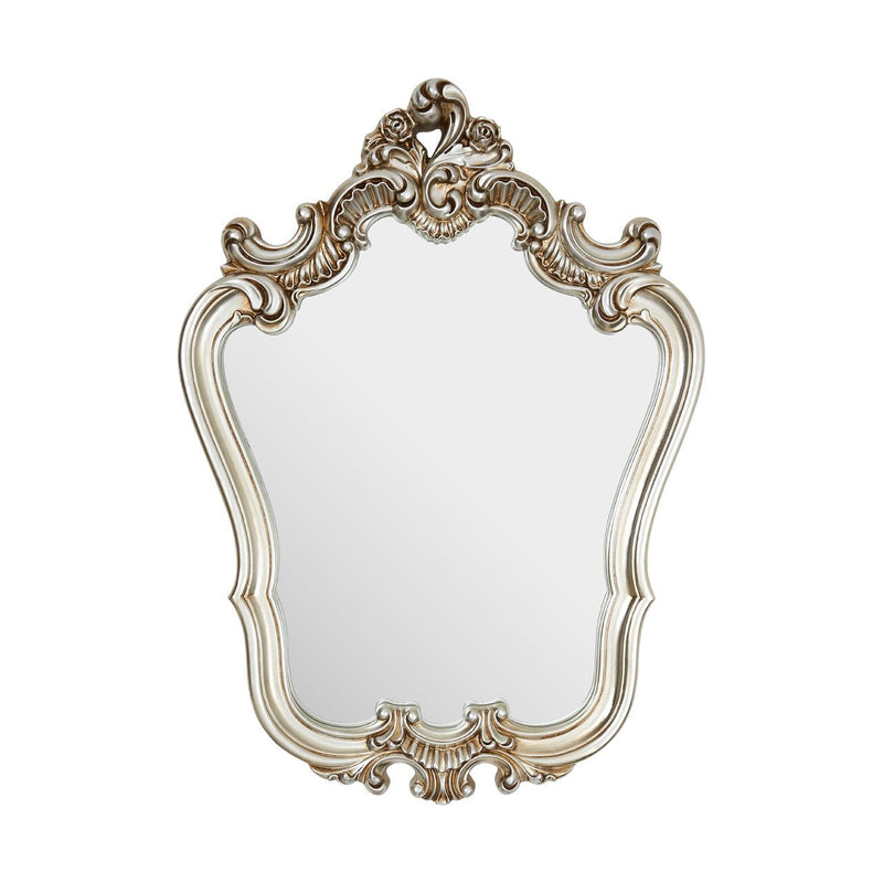 Smaller baroque shield&nbsp; shaped mirror, classic carved decorative mirror. A really pretty mirror that would work well in a bedroom, dressing room or bathroom. These ornate mirrors help to give your home a period feel.
