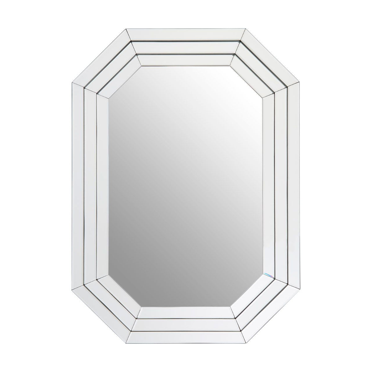 Octagonal shaped venetian mirror with a stepped glass frame, stunning size and fabrication, so much glass reflecting in this mirror.