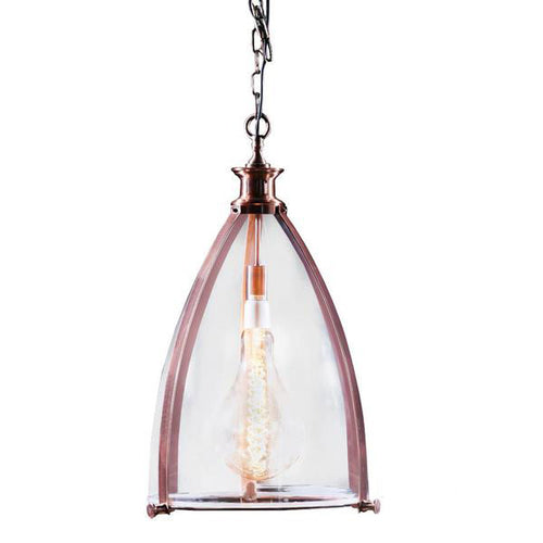 Extra large copper metal clad pendant with copper chain and rose, large enough to be a stunning stairwell light. This pendant really packs a punch not just because of the size but the amount of light you can get with a pendant this size is amazing.   H: 70 cm W: 45 cm 