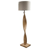 Pale wooden curved floor lamp, great in a Scandi interior.&nbsp; The design is exceptional in a living room or hall and&nbsp; the pale linen shade allows light to flood out. 