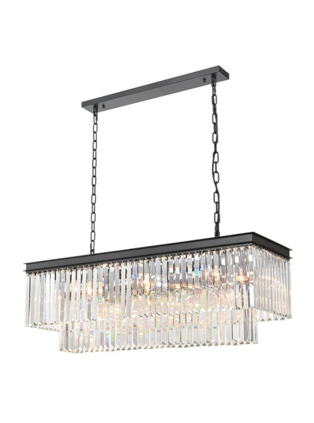 Crystal Chandelier. A fabulous statement light - glamorous and contemporary with an industrial twist.   An amazing look above a kitchen island or large dining table to act as a focal centrepiece.