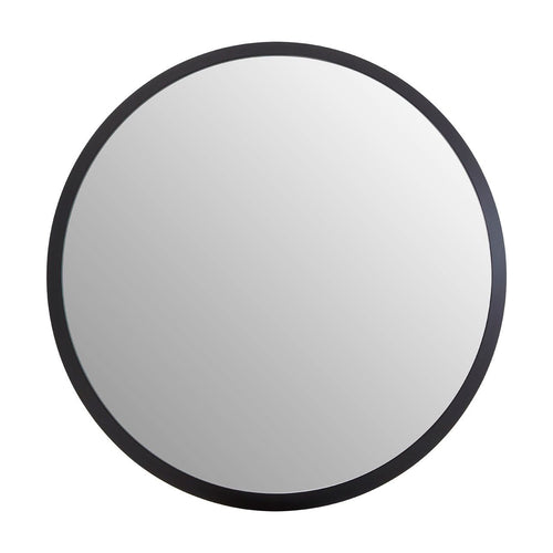 Round, black framed smaller mirror, perfect bathroom or cloakroom mirror.