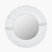 White marble round mirror