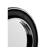 Round black leather mirror.