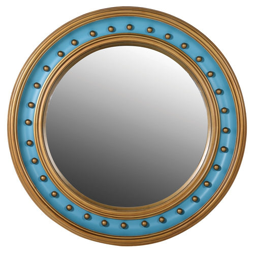 Classic blue and gilt convex mirror