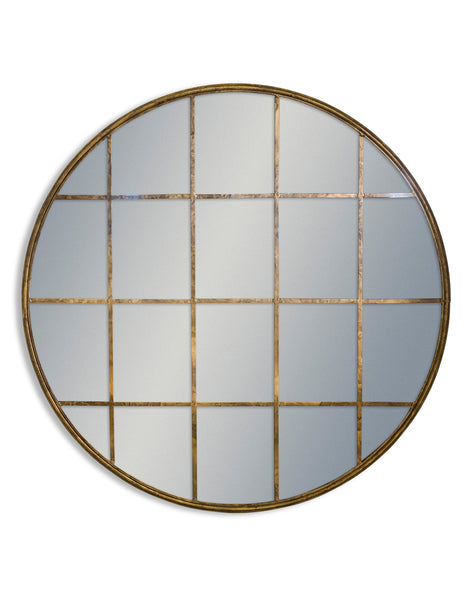Round Mirror Mirror Rubbed Gold 94 cm