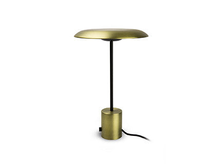 Marble Column Table Lamp with Brass Dome Shade 53cm