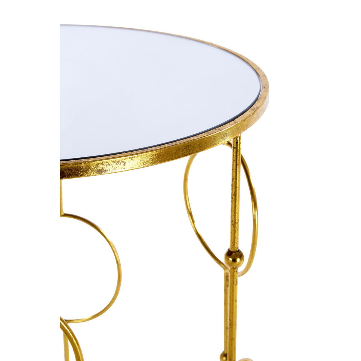 Set Of 2 Gold & Mirrored Glass Top Side Tables