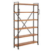 Exceptionally large open bookcase, shelving with industrial black metal framing .