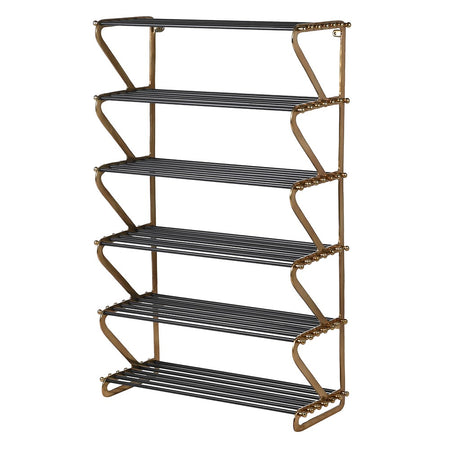 Tall Wood and Metal Shelving Unit H200cm